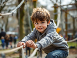 resilienter junge klettert